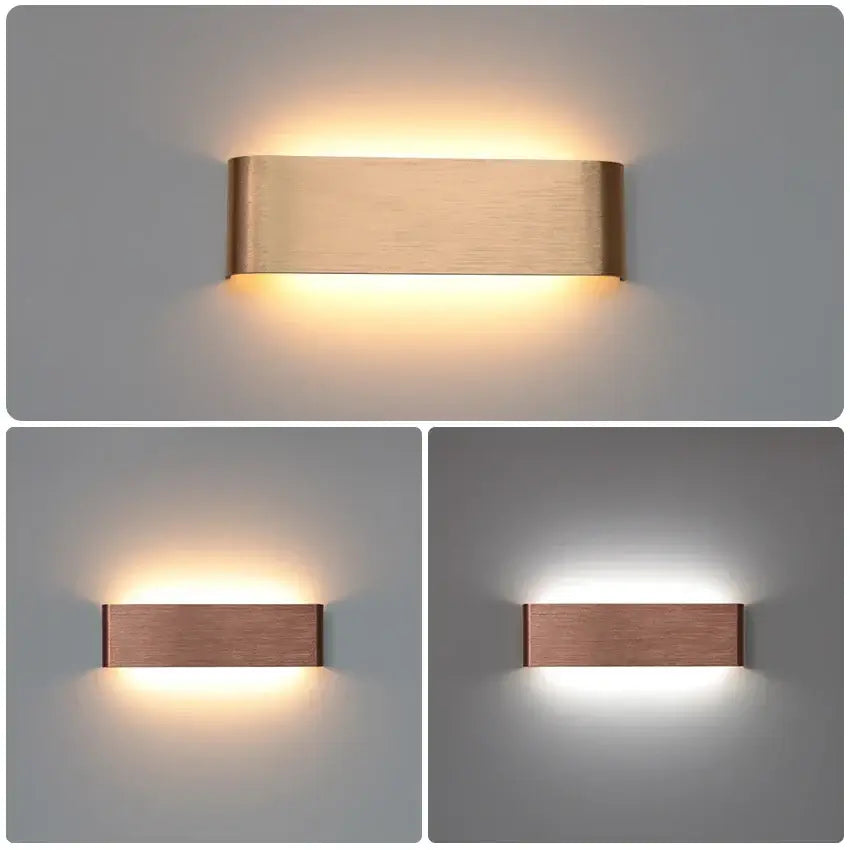 Modern Brushed Gold & Coffee LED Wall Lamp