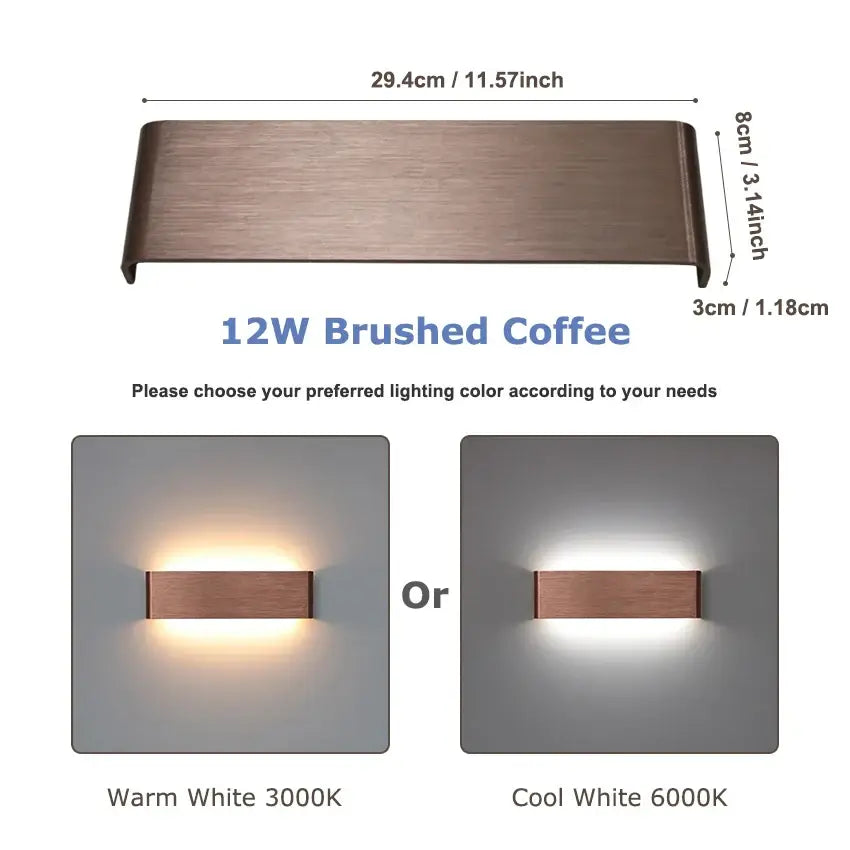 Modern Brushed Gold & Coffee LED Wall Lamp