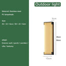 Modern Outdoor Waterproof Stainless Steel Wall Light – Warm & Cool White dimensions and details including size and material.
