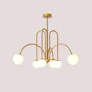 Modern Magic Beans 4-Head Gold LED Chandelier – Sophisticated Ceiling Light with frosted globes.