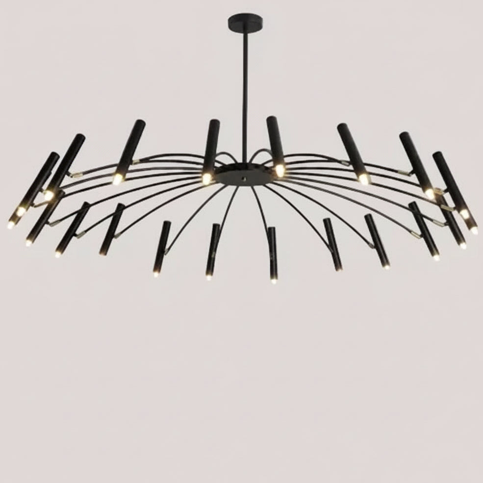 Hero Modern Starburst LED Chandelier – 24-Light Sculptural Ceiling Statement hanging elegantly with unique design and bright illumination.