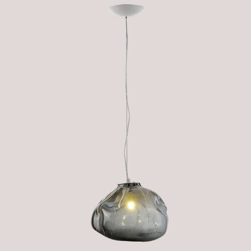 Nordic Cloud Glass Pendant Light – Smoky Grey Designer LED Chandelier hanging with soft illumination.