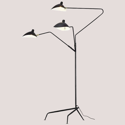 Nordic Designer Tripod Floor Lamp with three adjustable shades and black finish