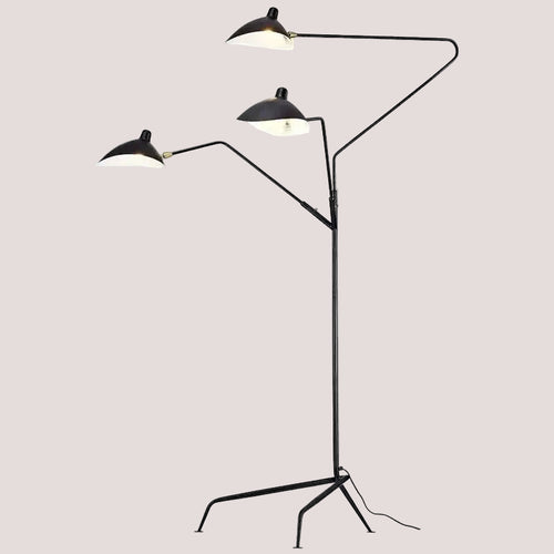 Nordic Designer Tripod Floor Lamp with three adjustable shades and black finish