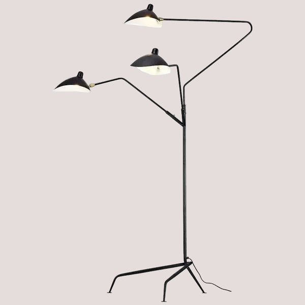 Nordic Designer Tripod Floor Lamp with three adjustable shades and black finish