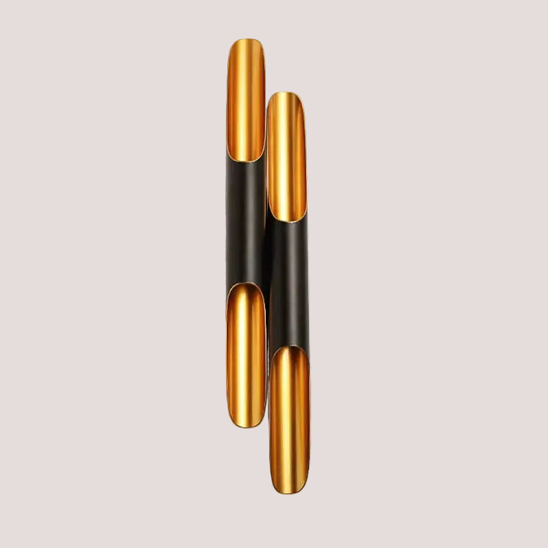Nordic Glow Tubular Sconce in black and gold finish with a sleek, modern design for elegant illumination.
