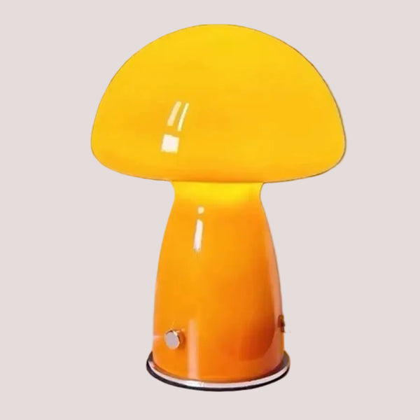 Nordic Mushroom Table Lamp – Retro-Inspired Glass & Iron Mood Light in yellow glossy finish.