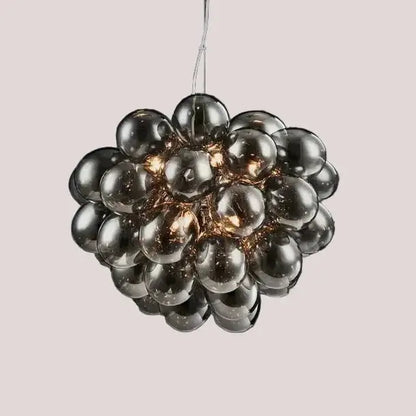 Nordic Smoke Glass Bubble Chandelier – Modern Grape Cluster Pendant Light showcasing elegant smoked grey glass spheres.