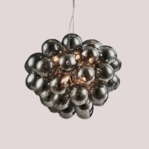 Nordic Smoke Glass Bubble Chandelier – Modern Grape Cluster Pendant Light showcasing elegant smoked grey glass spheres.
