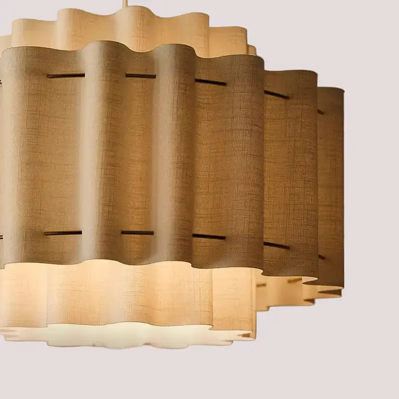 Nordic Wabi-Sabi Fabric Pendant Light 50cm showcasing a hand-knitted shade with a unique design.