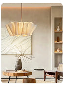 Elegant Off-White Pendant Light made from Natural Plant Fiber, enhancing a cozy living space.
