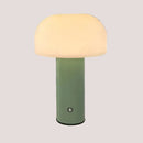 Rechargeable LED Mushroom Table Lamp – Touch Dimmable, Nordic Minimalist Design in calming green.
