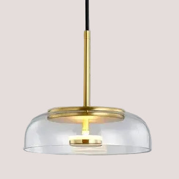 Retro 80s Transparent Large Pendant Lamp with a stylish gold finish and clear glass shade.