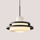 Retro American Diner Hanging Lamp featuring a stylish layered design with black and white accents.