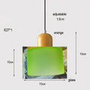 Colourful Glass Pendant (15cm x 16cm) with green glass shade and adjustable length for stylish lighting.
