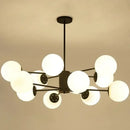 Elegant Mid-Century Modern Pendant Light – Perfect for Hotel Lobbies and Dining Rooms with 10 spherical bulbs.