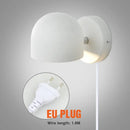 Semi-Sphere Switch or Plug Wall Lights with EU plug and 1.8M wire length, elegant design in white finish