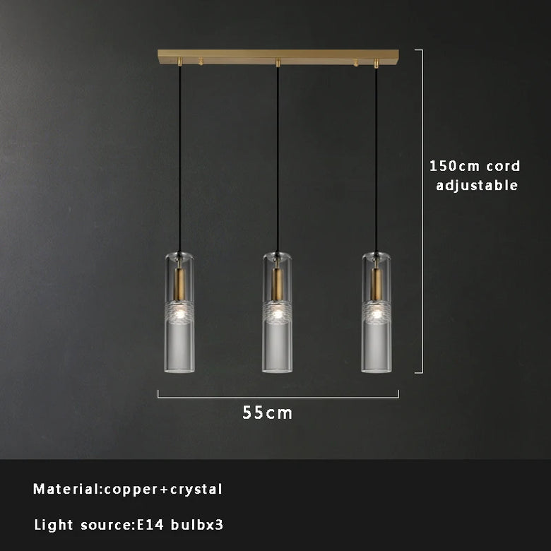 Crystal Glass Pendant Light with Copper Detail - Several Designs