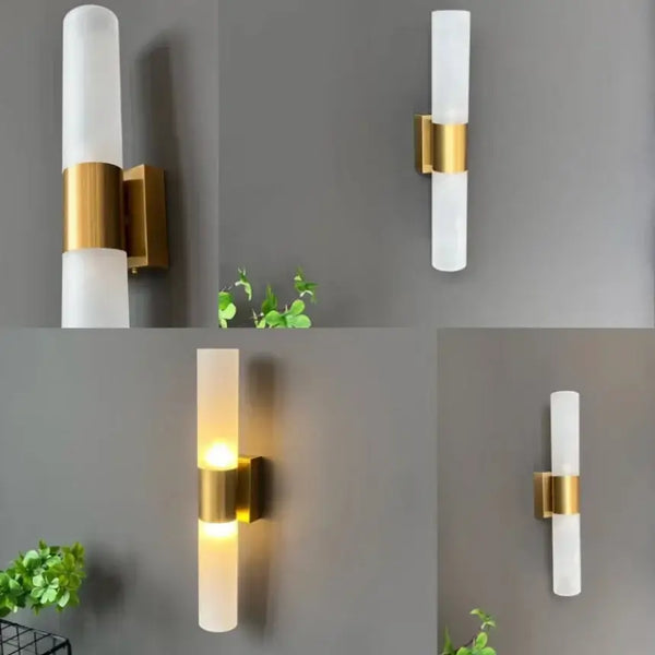Large Modern LED Wall Lamp (42cm) with gold finish and acrylic lampshade for enhanced decor.