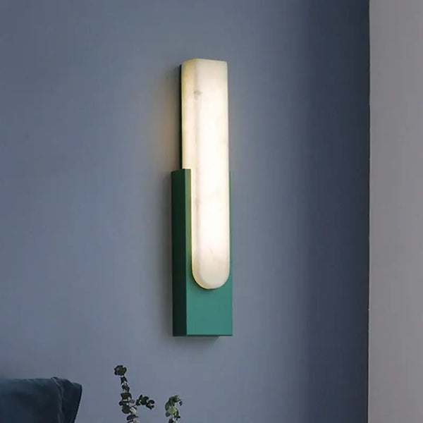 Luxury LED Marble Wall Lamp – Modern Sconce for Home & Hotel, stylish green wall-mounted design with warm LED light.