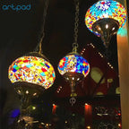 Turkish Mosaic Pendant Light – Handmade LED Chandelier with Rich Ethnic Charm