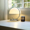 80s USB desk lamp in various colours with chrome base and tinted glass, perfect for retro decor.