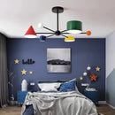 Magnificent Mid-Century Modern Colourful Ceiling Lamp in a stylish bedroom with vibrant shapes and colors.