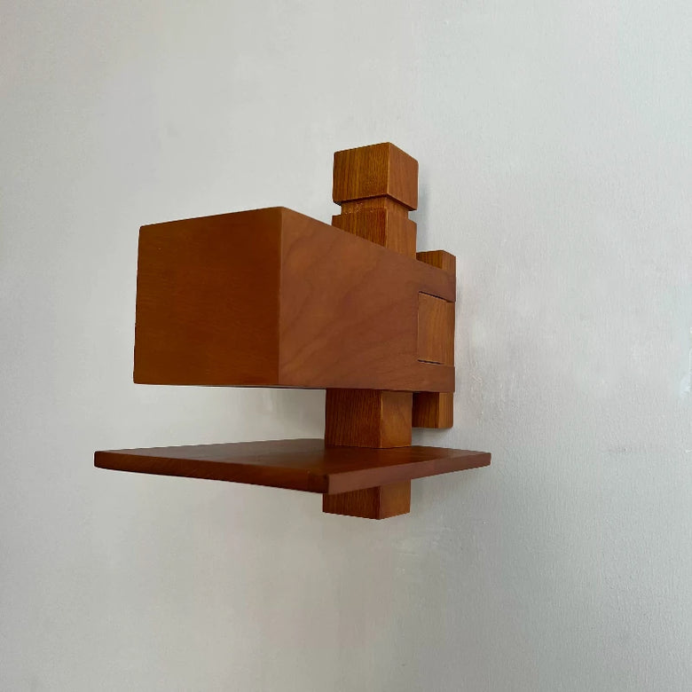 Modern Geometric Wood Wall Light with Sculptural Design