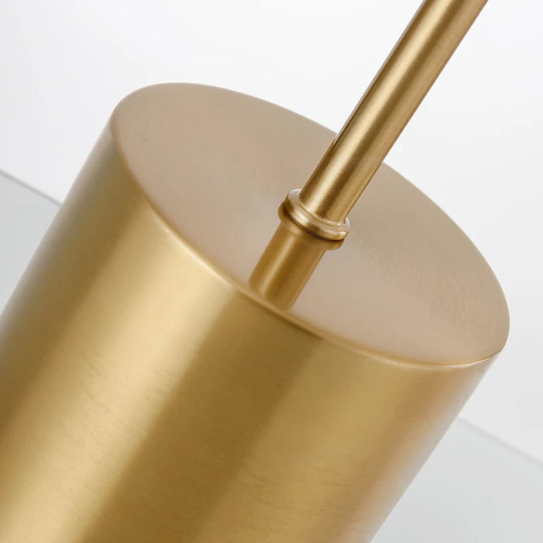 Mid-Century Wood Bar LED Table Lamp – Brass Finish