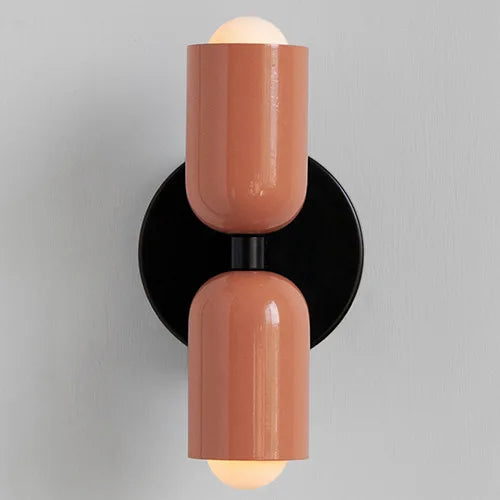 Postmodern Two-Tone Pill Wall Sconce, on black plate