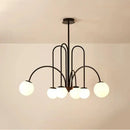 Modern Magic Beans 4-Head Gold LED Chandelier – Sophisticated Ceiling Light with frosted glass globes.