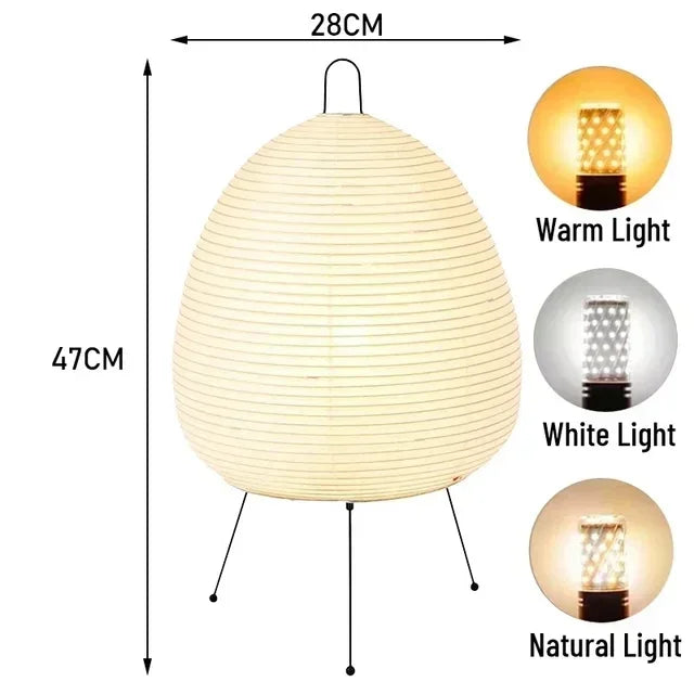 Japanese Rice Paper Lamp. Floor & Table with Tripod Stand