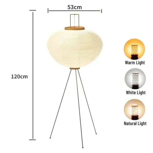 Japanese Rice Paper Lamp. Floor & Table with Tripod Stand