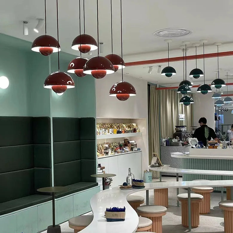 Mid-century Retro Glossy Dome Pendant Lights