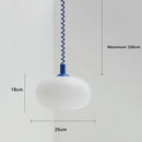 Bauhaus Glass Chandeliers with bright cord featuring a hand-blown glass shade and adjustable colorful spiral wire.