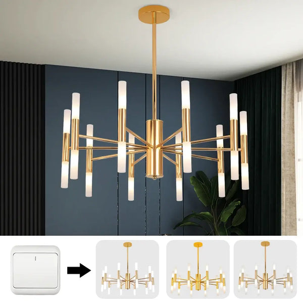 Modern Gold LED Chandelier – 20-Head G4 Luxury Ceiling Light for Living Room & Hotel Lobby in stylish interior