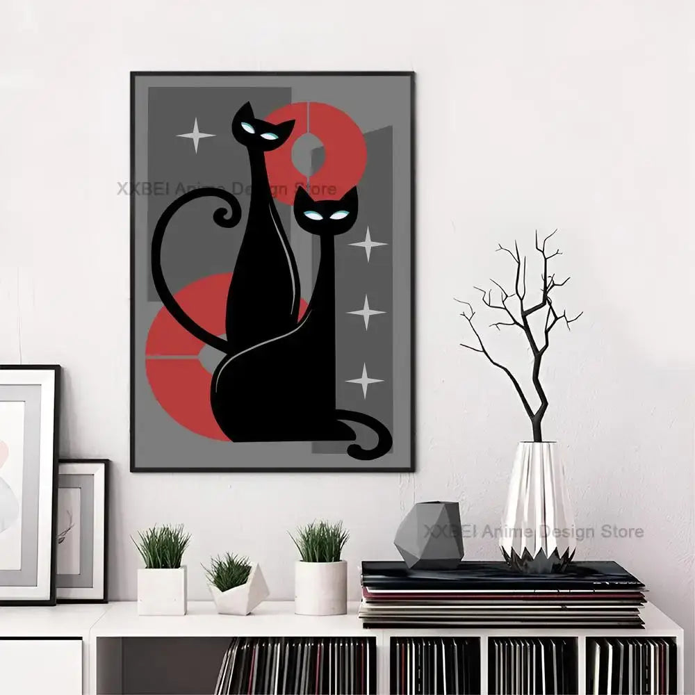 Space Age Atomic Cat Premium Canvas Poster