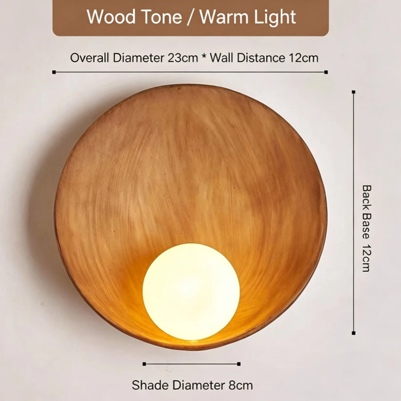 Circular Resin Wall Light with Grooved Finish