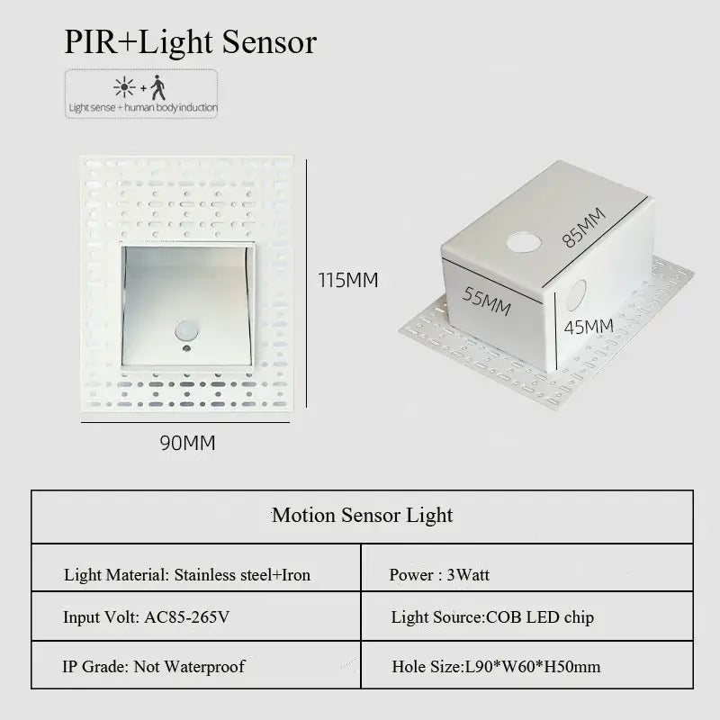 Recessed Staircase Wall Lamp - PIR Motion Sensor