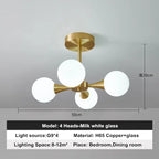 Modern Copper Glass Ball Chandelier - Mid-Century Style