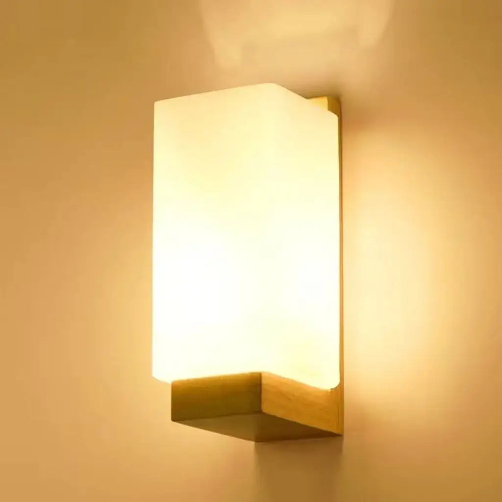 Wood & Frosted Glass Japanese Sconces