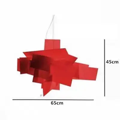 Big Bang Chandelier – Elevate Your Space with Bold Modern Art in striking red with dimensions 65cm x 45cm.