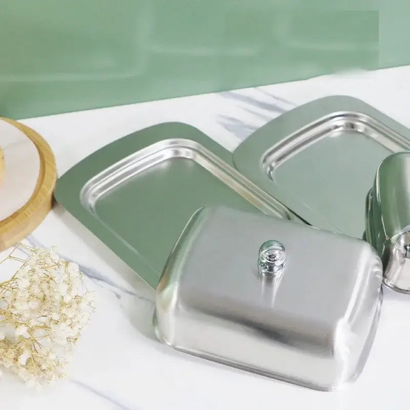 Kitchen Organizers, Kitchen Organizers, Kitchen Organizers, Classic Stainless Steel Butter Dish