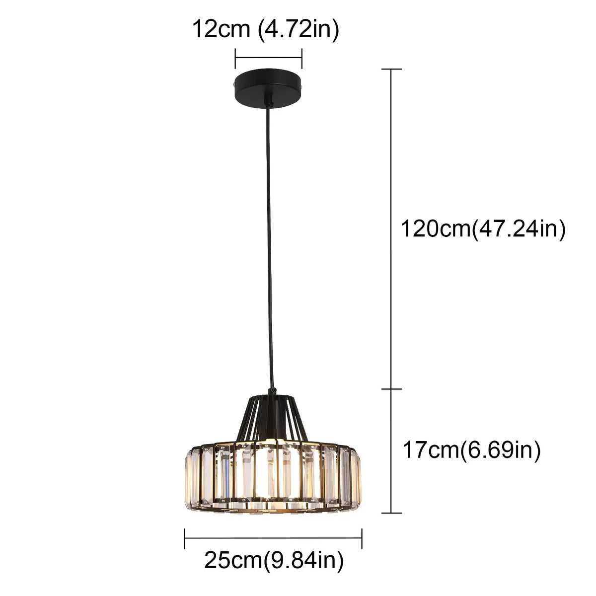 Drum Prism Pendant Light, Modern Glam - Black or Gold