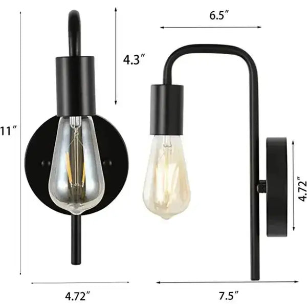 Nordic Bend Pipe Wall Lamp – Sleek Gold or Black Iron Lighting Fixture with dimensions 6.5 x 11 inches