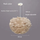 Goose Feather Pendant Chandelier – Soft Modern Lighting for Bedroom, Living Room or Boutique, featuring a feather shade.