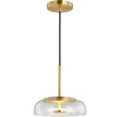 Retro 80s Transparent Large Pendant Lamp with gold accents and transparent glass shade.