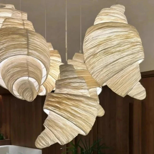 Spiral Fabric Pendant Light with Iron Base
