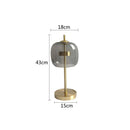 Czech Design Desk Lamps with Glass Shade showcasing a modern LED lamp with a stylish gold base and glass shade dimensions.