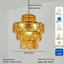 Tiered Glass Disc Chandelier in Nickel Finish